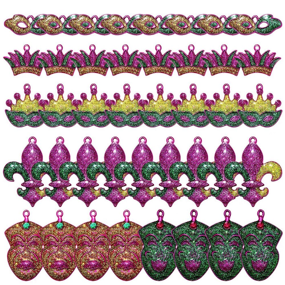 6839 40PCS Mardi Gras Charms for Jewelry Making Rhinestone Enamel Mask